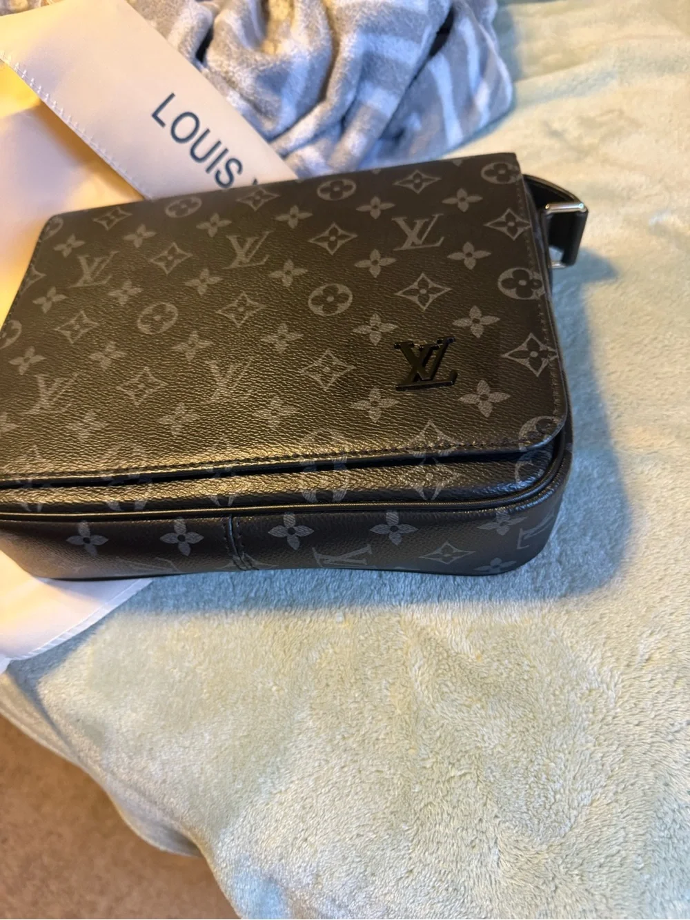 Louis Vuitton Black & Gray Monogram Canvas Messenger Bag